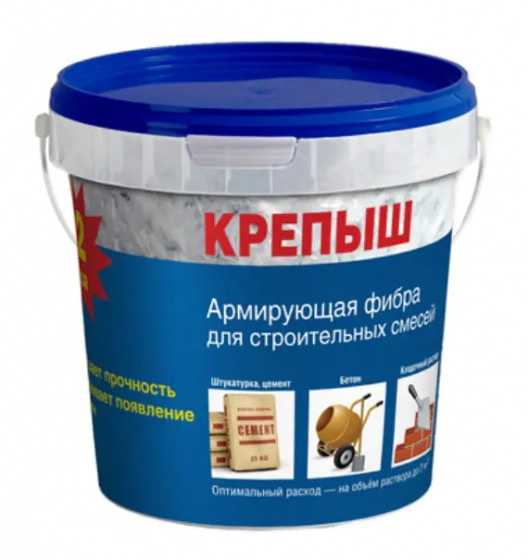 Армирующая фибра для строительных смесей Крепыш, 500 г