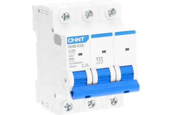 Автоматический выключатель CHINT NXB-63S 3P 25А 4,5kA тип C