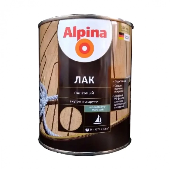 Лак Alpina палубный яхтный (шелковисто-матовый) 0,75 л