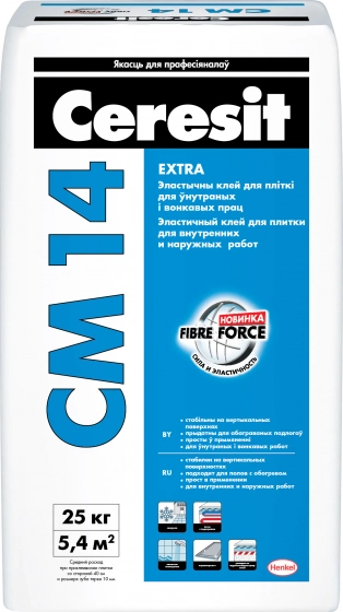 Клей для плитки эластичный Ceresit CM 14, 25 кг
