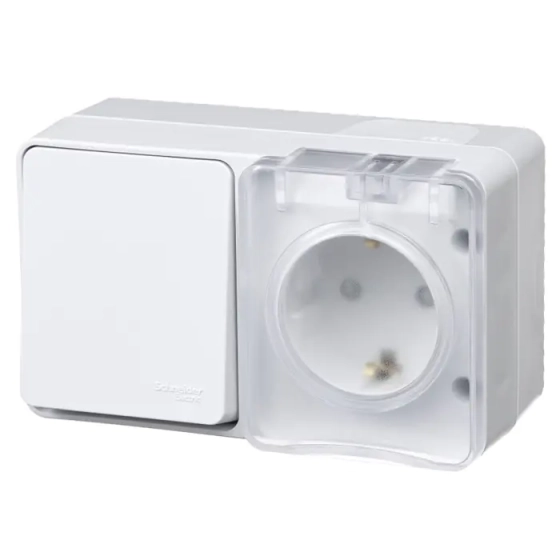 Розетка с выключателем 1-кл Systeme Electric ATN540170 IP54