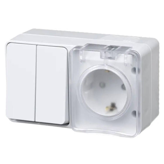 Розетка с выключателем 2-кл Systeme Electric ATN540174 IP54