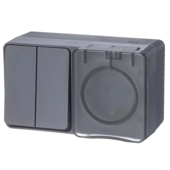 Розетка с выключателем 2-кл Systeme Electric ATN544074 IP54