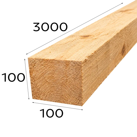 Брус нестроганный 100х100х3000 мм (сорт 2-3)