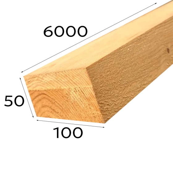 Брус нестроганный 100х50х6000 мм (сорт 2-3)