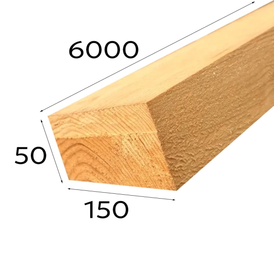 Брус нестроганный 150х50х6000 мм (сорт 2-3)