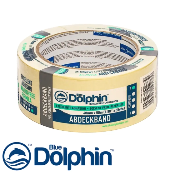 Лента малярная Blue Dolphin 48 мм х 50 м (желтая)
