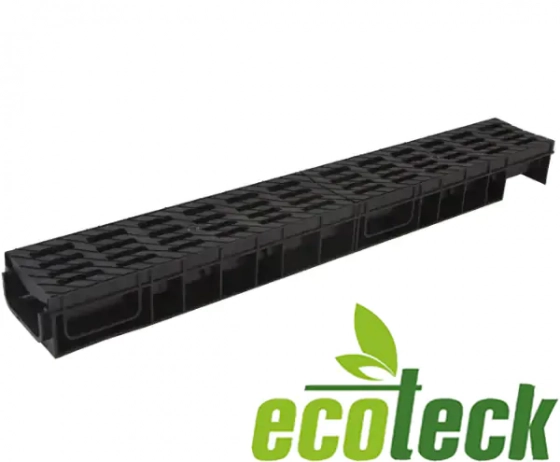 Лоток водоотводный 1000х153х85 с пластиковой решеткой Ecoteck