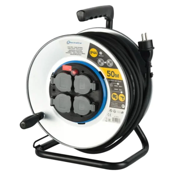 Удлинитель на катушке 50 м, 4 розетки с/з Electraline (49071)