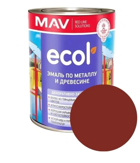 Эмаль Ecol ПФ-115 MAV (красно-коричневая) 1 л