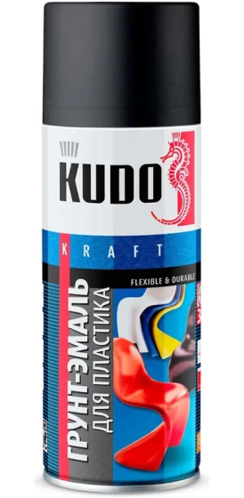 Грунт-эмаль для пластика акриловая KUDO RAL 9005 (черный) 520 мл, KU-6002