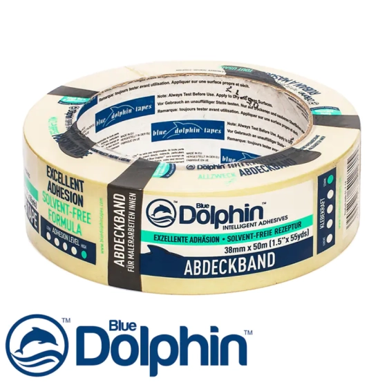 Лента малярная Blue Dolphin 38 мм х 50 м (желтая)