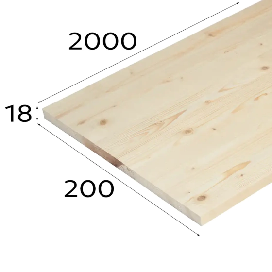 Мебельный щит 18х200х2000 мм (сорт АВ)