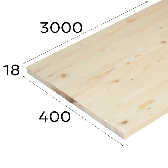 Мебельный щит 18х400х3000 мм (сорт АВ)