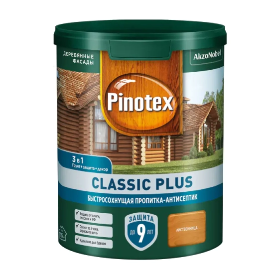 Пропитка-антисептик Pinotex (Omnitex) Classic Plus 3 в 1 (Лиственница) 0,9 л