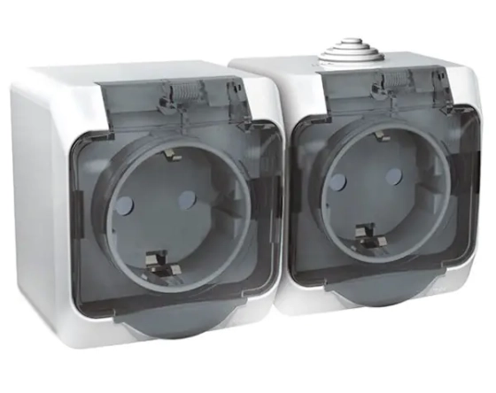 Розетка двойная с/з и шторками Systeme Electric Этюд PA16-244B