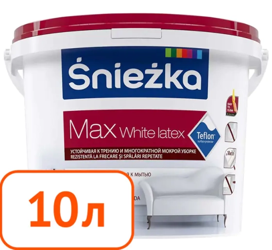 Краска Sniezka MAX интерьерная латексная, 10 л