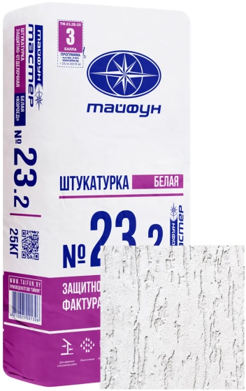 Штукатурка Тайфун Мастер №23.2 короед (2,0 мм), белая, 25 кг