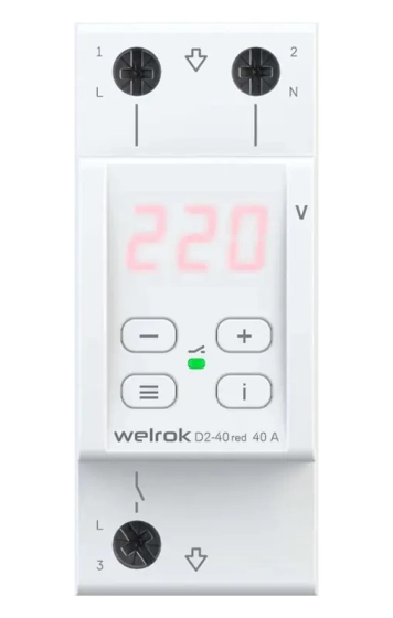 Реле напряжения Welrok D2-40 red