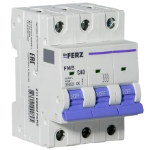 Автоматический выключатель DrFERZ FMB-C 6kA 3P 40A тип С (00089)
