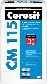 Клей для мрамора и мозаики белый Ceresit CM 115, 25 кг