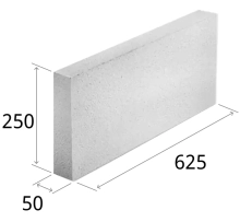 Блок газосиликатный ЗАБУДОВА 625x50x250, возможно 30% боя