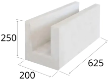 Блок лотковый ЗАБУДОВА 1БЛ 625x200x250, возможно 15% боя