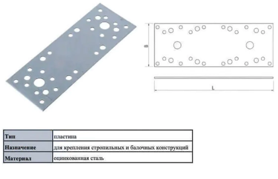Пластина крепежная КР 180х65х2 мм