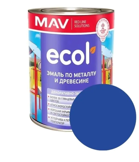 Эмаль Ecol ПФ-115 MAV (ярко-синяя) 1 л