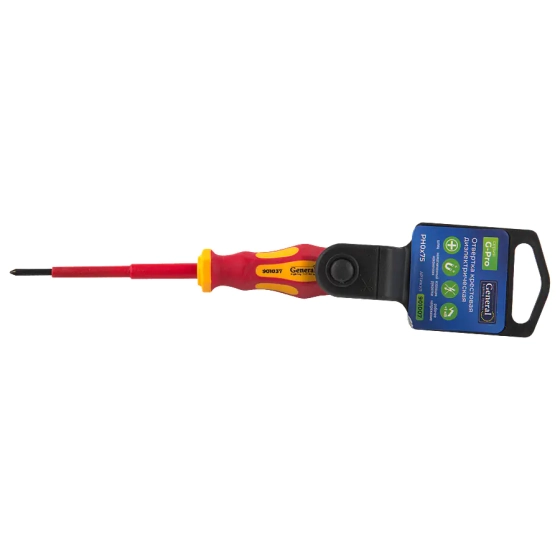 Отвертка диэлектрическая PH0x75 General 1000V (901007)