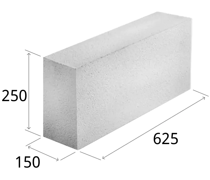 Блок газосиликатный ЗАБУДОВА 625x150x250, возможно 10% боя