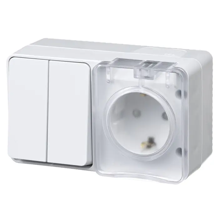 Розетка с выключателем 2-кл Systeme Electric ATN540174 IP54