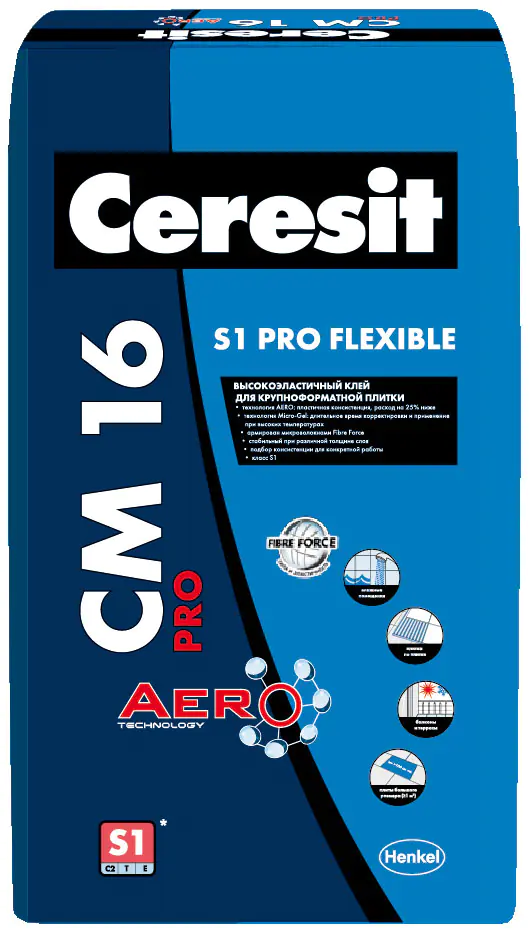 Клей для плитки Ceresit CM 16 S1 PRO Flexible, 20 кг