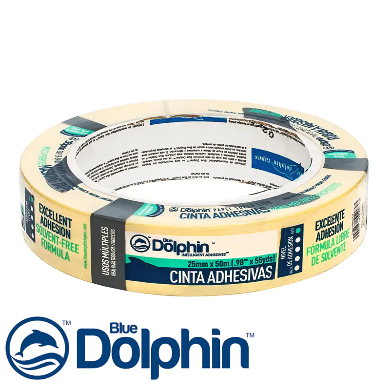 Лента малярная Blue Dolphin 25 мм х 50 м (желтая)