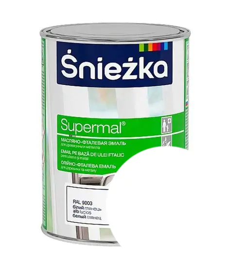 Эмаль для древесины и металла Sniezka (белая глянцевая) 0,8 л