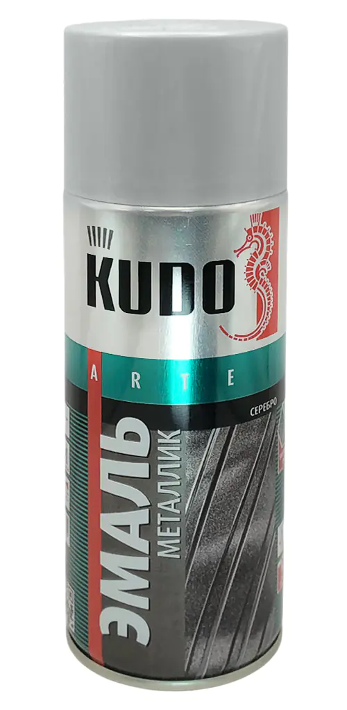 Эмаль аэрозольная универсальная KUDO (серебро металлик) 520 мл, KU-1026