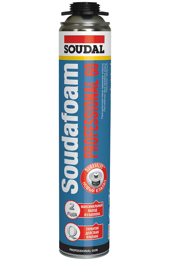Монтажная пена Soudal Soudafoam Professional 60 под пистолет, 750 мл