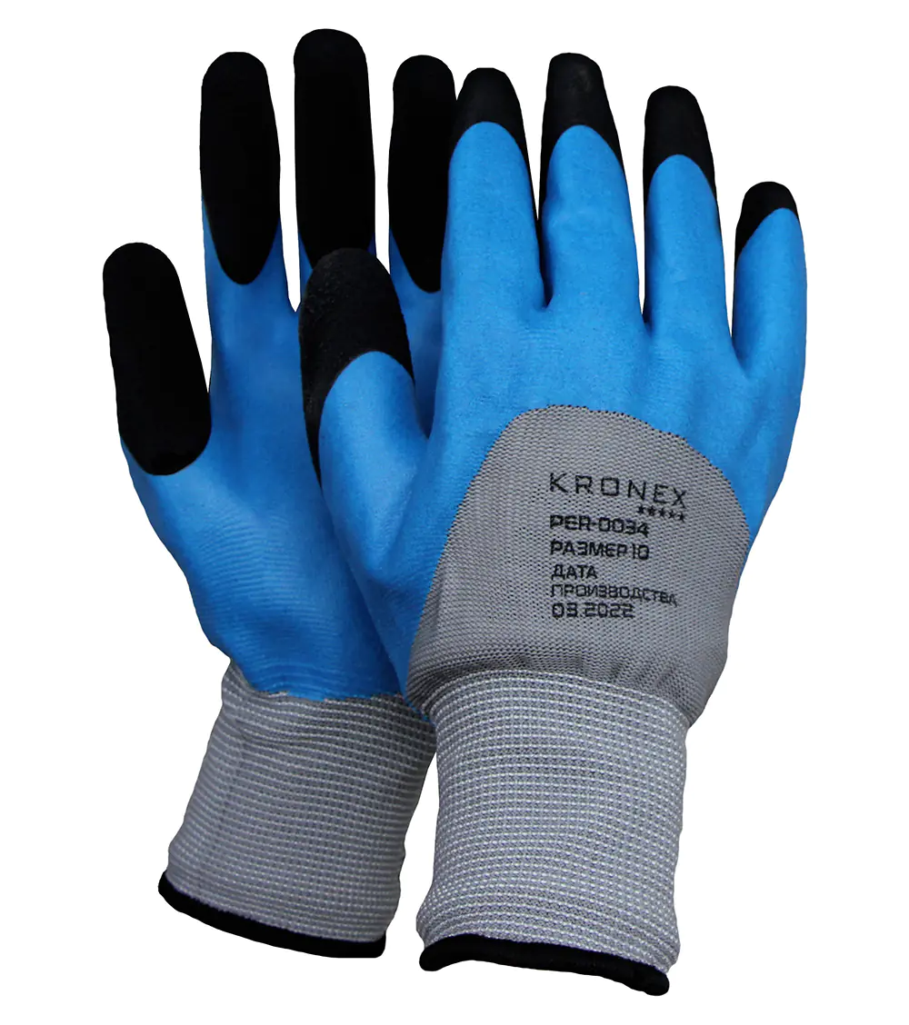 Перчатки нейлоновые Kronex Titan с латексным покрытием (усиленная защита) PER-0034