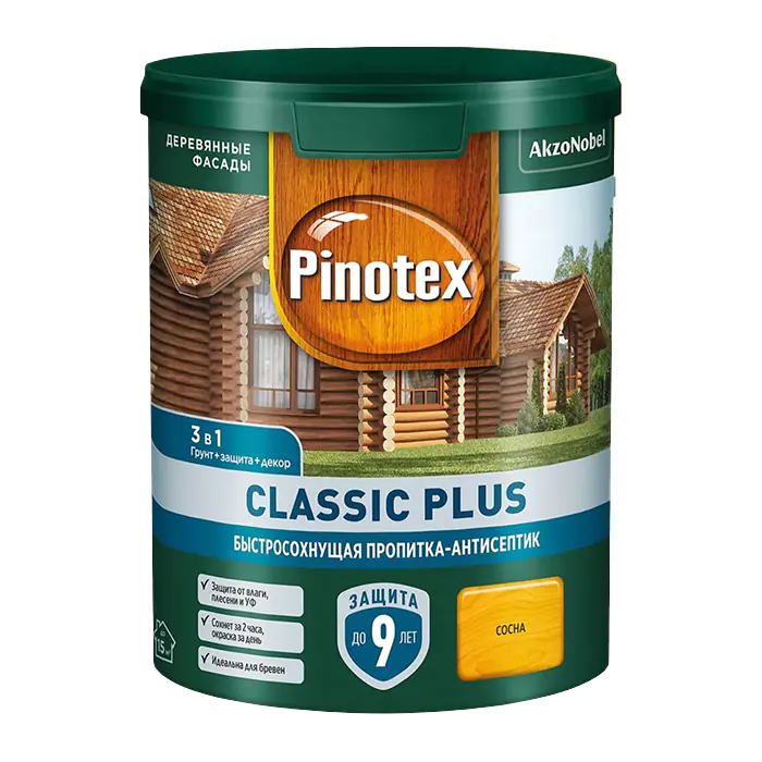 Пропитка-антисептик Pinotex (Omnitex) Classic Plus 3 в 1 (Сосна) 0,9 л