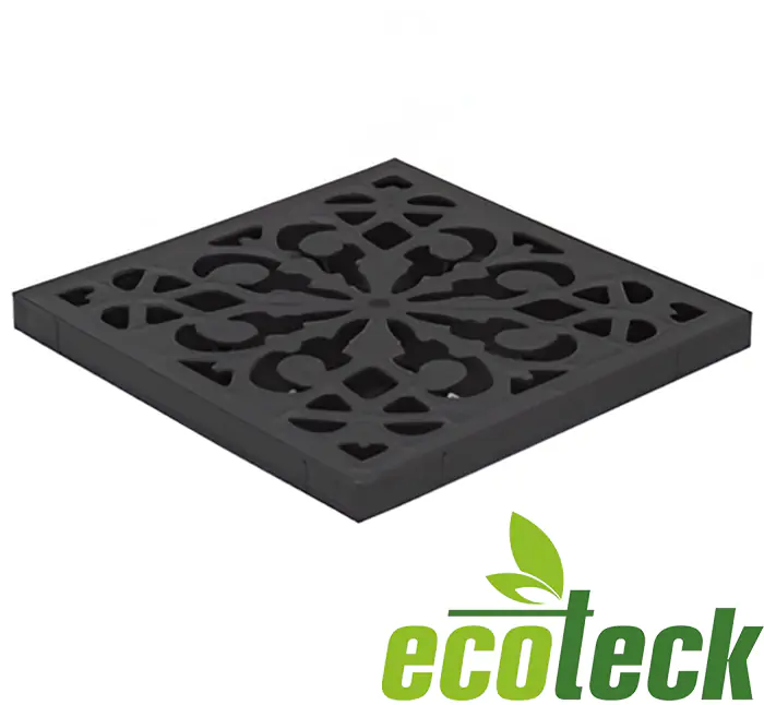Решетка пластиковая к дождеприемнику 280х280х30 (чёрный) Ecoteck