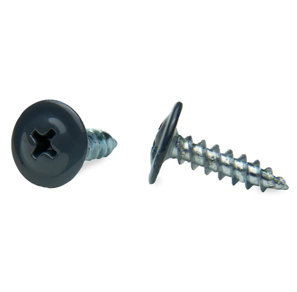 Саморез с прессшайбой ЕКТ 4,2x16 острый, RAL 7024, 100 шт (B009351)