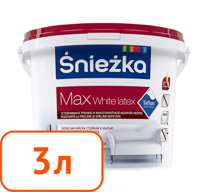 Краска Sniezka MAX интерьерная латексная, 3 л