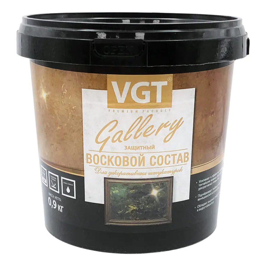 Защитный восковой состав VGT для декоративных штукатурок 0,9 кг